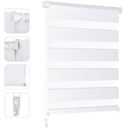 Sekey - Doppelrollo Klemmfix ohne Bohren für Fenster ohne Bohren Doppelrollo Duo Rollo Jalousie Sonnenschutz, Weiß, 40x130cm