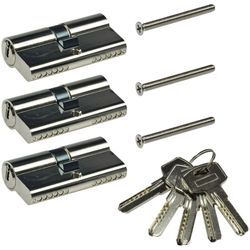 Schließzylinder-Set 3x 60mm, 5 Schlüssel, Not- & Gefahren