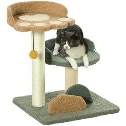 Pawhut - Katzenbaum klein, 52 cm Katzenkratzbaum Kletterbaum mit 2 Ebenen, Kratzbaum mit Spielball, Katzenmöbel, kleiner Kratzbaum für Katzen unter 5