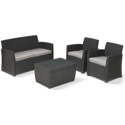 Les Tendances - Keter Set Lounge mia Grafite Sofa + 2 Sessel + Aufbewahrungstisch