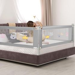 Swanew - Bettgitter Rausfallschutz Bett 200cm Baby Bettschutzgitter mit Höhenverstellbar Kinderbettgitter für Kinderbetten, Elternbetten - Grau 200cm