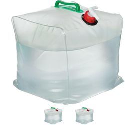 Relaxdays - faltbarer Wasserkanister 3er Set, je 20 l, Faltkanister mit Zapfhahn, BPA-frei, geschmacksneutral, transparent