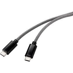 USB-Kabel usb 2.0 usb-c® Stecker, usb-c® Stecker 3.00 m Schwarz/Weiß RF-4598412 - Renkforce