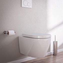 Spülrandloses Wand-Hänge WC B-8030R Weiß - mit Nano-Beschichtung - inkl. Softclose-Deckel - Weiß glänzend