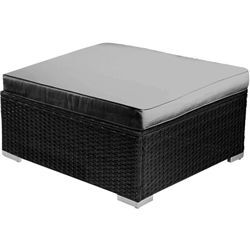 Poly-Rattan Gartenmöbel Lounge Set Hocker Schwarz - Brast