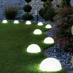 Etc-shop - 10er Set led Solar Steck Lampen Terrassen Halb Kugel Garten Erspieß Leuchten weiß