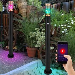 Globo - Standleuchte dimmbar led Stehleuchte Außen mit Bewegungsmelder Garten Edelstahl rauch kupfer schwarz, App-Steuerung, Smart rgb led 10W 806lm,