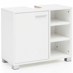 Finebuy - Waschbeckenunterschrank 60x55x32 cm weiß mit Tür, Unterschrank Waschbecken Badezimmer, Waschtischunterschrank mit Fächern,