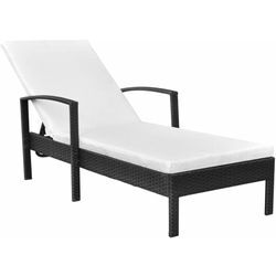 Sonnenliege,Liegestuhl,Gartenliege mit Auflage Poly Rattan Schwarz VEIN538640 Maisonchic