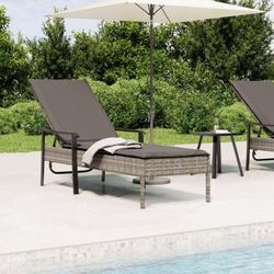 Sonnenliege,Liegestuhl,Gartenliege mit Auflage Grau Poly Rattan VEIN979842 Maisonchic