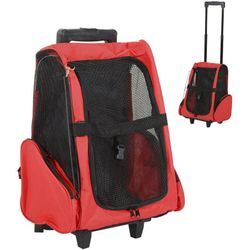 Pawhut - Hundetrolley Transporttasche Tragetasche für Tiere Trolley 2-in-1 Haustierrucksack Hundetasche mit Tür und Fenster atmungsaktiv Oxfordstoff