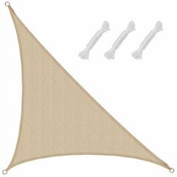 Uv Sonnensegel 3x3x4,2 hdpe Dreieck Rechtwinklig Sonnenschutz Garten Beige