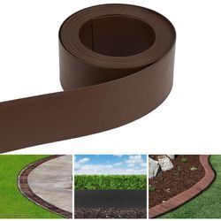 Rasenkante Kies Beetumrandung Mähkante Oberkante Gartenwegen Beeteinfassung Gartenumrandung Rasenbegrenzung Braun 10Mx10CMx0.2CM - Hengda