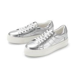 Plateau-Sneaker aus Leder - Silber - Gr.: 38