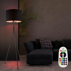 Etc-shop - Steh Lampe Dimmer Fernbedienung Stoff Stativ Decken Fluter schwarz im Set inkl. led rgb Leuchtmittel