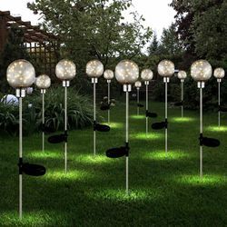 12er Set LED Außen Steck Lampen SOLAR Kugel Strahler Garten Beleuchtung Hof Erdspieß Leuchten