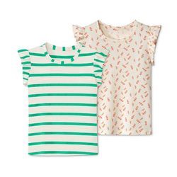 2 T-Shirts - Weiss/Gestreift - Kinder - Gr.: 98/104