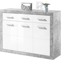 Kommode Sideboard Stauraumkommode Beistellschrank stone 2 Beton grau Nb. / Weiß