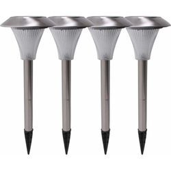 4er Set LED SOLAR Außen Steck Leuchten Edelstahl Terrassen Garten Erdspieß Lampe Harms 504228