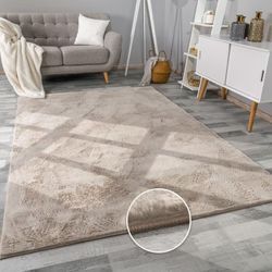 Teppich Wohnzimmer Kunstfell Plüsch Hochflor Shaggy Weich Verschied. Farben 120x170 cm, Beige - Paco Home