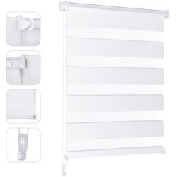 Doppelrollo Klemmfix ohne Bohren für Fenster ohne Bohren Doppelrollo Duo Rollo Jalousie Sonnenschutz, Weiß, 55x150cm