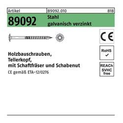 Holzbauschraube R 89092 Tellerkopf Innensechsrund 10 x 450 -T40 Stahl galvanisch verzinkt