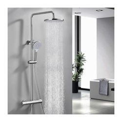 Homelody - Thermostat Duschsystem Dusche Duscharmatur Chrom Regendusche Rainshower Duschset inkl. Verstellbar Handbrause Regenbrause Duschstange