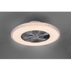 LED Deckenleuchte TRIO LEUCHTEN "Harstad Deckenventilator" Lampen Gr. Ø 60,0 cm Höhe: 19,0 cm, grau (chromfarben) Deckenlampe, Ventilator, Fernbedienung, Ventilator getrennt schaltbar