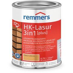 HK-Lasur 3in1 [plus] pinie/lärche, matt, 0,75 Liter, Holzlasur, Premium Holzlasur außen, 3fach Holzschutz mit Imprägnierung + Grundierung + Lasur