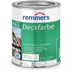 Deckfarbe weiß (ral 9016), 0,75 Liter, Deckfarbe für innen und außen, Wetterschutzfarbe viele Untergründe, hochdeckend, wetterfest - weiß (ral