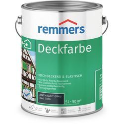 Remmers - Deckfarbe anthrazitgrau (ral 7016), 5 Liter, Deckfarbe für innen und außen, Wetterschutzfarbe viele Untergründe, hochdeckend, wetterfest