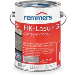 Remmers - HK-Lasur 3in1 Grey-Protect wassergrau, 2,5 Liter, Holzlasur für Vergrauung außen, 3 Holzschutz Produkte in einem, Feuchtigkeit- und