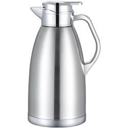 Cheffinger - Thermoskanne 2,3L Isolierkanne Teekanne Thermosflasche Kaffeekanne Silber