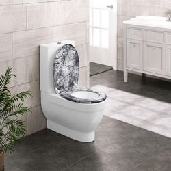 Toilettendeckel Klodeckel wc Sitz mit Absenkautomatik, Toilettensitz mit Motiv, Klobrille Montage von oben, Toilettensitz mit Quick-Release-Funktion,