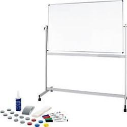 Mobiles Whiteboard Maul MAULstandard, 1200 x 2200 mm, 2-seitig, drehbar + Whiteboard Zubehörset, 31-teilg