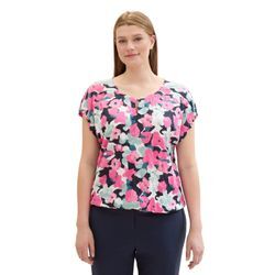 Große Größen: Crinkle-Shirt mit floralem Alloverprint, pink gemustert, Gr.52