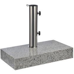 Granit Wand Schirmständer grau rechteckig - 45 x 25 cm - Sonnenschirm Halter 25kg mit Edelstahlrohr - Granit Ständer Sonnenschirmständer Schirmhalter