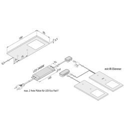 LED-Unterbaulampe Eco-Pad F 2x-Set 3.000K alu