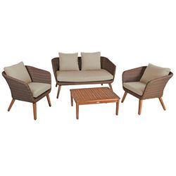 Gartenlounge-Set GARDEN PLEASURE "ARONA", braun, Sitzmöbel-Sets, Massivholz