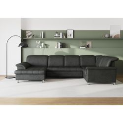 Wohnlandschaft DOMO COLLECTION "Franzi wahlweise mit Kopfteilverstellung Bettfunktion, Bettkasten", grau, B:352cm H:80cm T:214cm, Flachgewebe (100% Polyester), Chenille (100% Polyester), Sofas, im XXL-Format B/T/H: 352/214/80 cm, Steppung im Sitz, U-Form