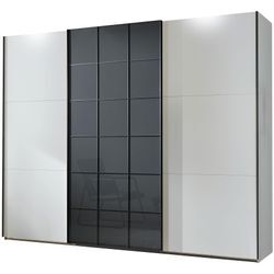 Schwebetürenschrank WIMEX "Toronto by fresh to go", schwarz-weiß (front weiß, glas graphit, korpus weiß), B:250cm H:218cm T:65cm, Spanplatte, Schränke