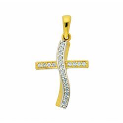 Kette ohne Anhänger ADELIA´S "333 Gold Kreuz mit Zirkonia" Halsketten goldfarben (gold) Damen Schmuckset - Set mit Halskette