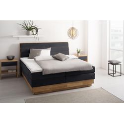 Boxspringbett OTTO PRODUCTS, schwarz (carbone), Komplettbetten, Chenille Polyester mit LED-Beleuchtung, mit Premium-Topper, Liegefläche B/L: 200cm x 200cm Betthöhe: 69cm, Gewicht bis: 80 kg + 120 kg H2 + H4, 7-Zonen-Taschen-Federkernmatratze Boxspringbett LED-Beleuchtung, mit zertifizierten, recycelten Bezugsstoffen