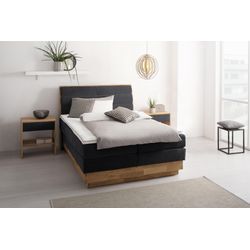 Boxspringbett OTTO PRODUCTS "Jenna", schwarz (carbone), B:204cm L:216cm, Komplettbetten, Boxspringbett, ohne LED-Beleuchtung, mit zertifizierten, recycelten Bezugsstoffen