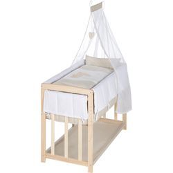 Stubenbett ROBA "4 in 1, Liebhabär, natur", Baby, Gr. Liegefläche B/L: 45cm x 90cm, kein Härtegrad, beige (natur), MDF, Schichtholz, Babybetten, zu Wiege, Elternbett oder Bank umbaubar