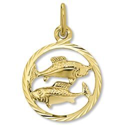 Sternzeichen-Anhänger ONE ELEMENT "Fische Sternzeichen Anhänger aus 333 Gelbgold" Schmuckanhänger Gr. Fische, Gelbgold 333, goldfarben (gold) Damen Gold Schmuck Fische