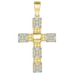 Kreuz-Anhänger FIRETTI "Schmuck Geschenk Gold 375 Halsschmuck Anhänger Halskette Kreuz" Schmuckanhänger Gr. Gelbgold 375, 1,68 g, gelb (gelbgoldfarben, weißgoldfarben, kristallweiß, kristallweiß) Damen mit Zirkonia (synth.)