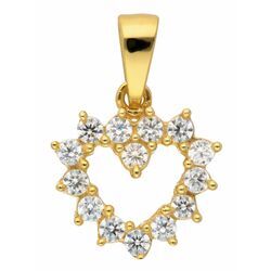 Ketten-Anhänger ADELIA´S "333 Gold Anhänger Herz mit Zirkonia", gold, Schmuckanhänger, Damen, Gelbgold 333, 333 Gold mit Zirkonia Goldschmuck für Damen