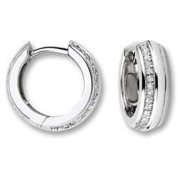 Paar Creolen ONE ELEMENT "Zirkonia Ohrringe aus 925 Silber" Gr. Damen, mit Zirkonia, Silber 925 (Sterlingsilber), silberfarben (silber) Damen Silber Schmuck