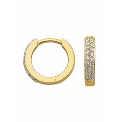 Paar Ohrhänger ADELIA´S "1 Paar 333 Gold Ohrringe / Creolen mit Zirkonia Ø 13,1 mm", gold, Ohrringe, Damen, Damen, Gelbgold 333, 333 Gold mit Zirkonia Goldschmuck für Damen